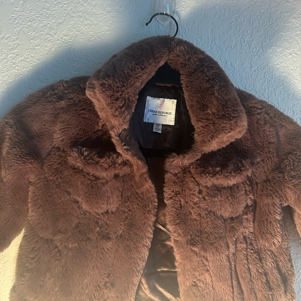 Urban Republic Kids Chocolate Brown Faux Fur Button Up Puffer 🧥 - Picture 2 of 5